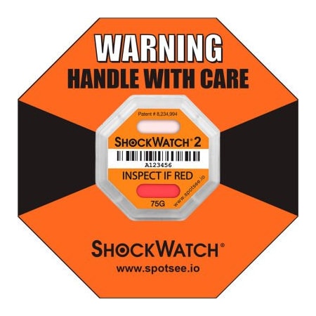 Shockwatch SpotSee ShockWatch 2 Serialized Framed Impact Indicators, 75G Range, Orange, 50/Box 51000K